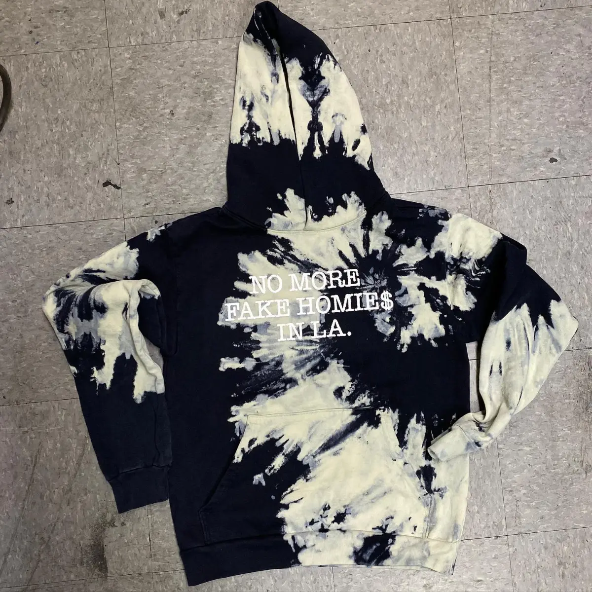 No More Fake Homies In LA Tie Dye Hoodie, Vintage Streetwear Pullover Sweatshirt, Y2K Urban Fashion Gift
