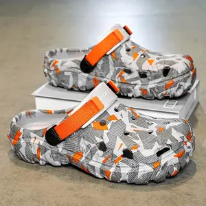 Croc Shoes Men's Summer New Outdoor Beach Shoes Sandals Dual-use Non-slip Wear-resistant Soft Sole Closed-toe Slippers
