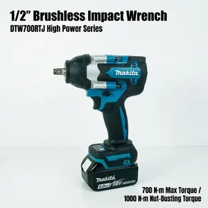 Makita 700Nm Impact Wrench 1/2 Inch Drive for Automotive Repair and Heavy Duty Fastening Tasks Cordless Drill Household Tool