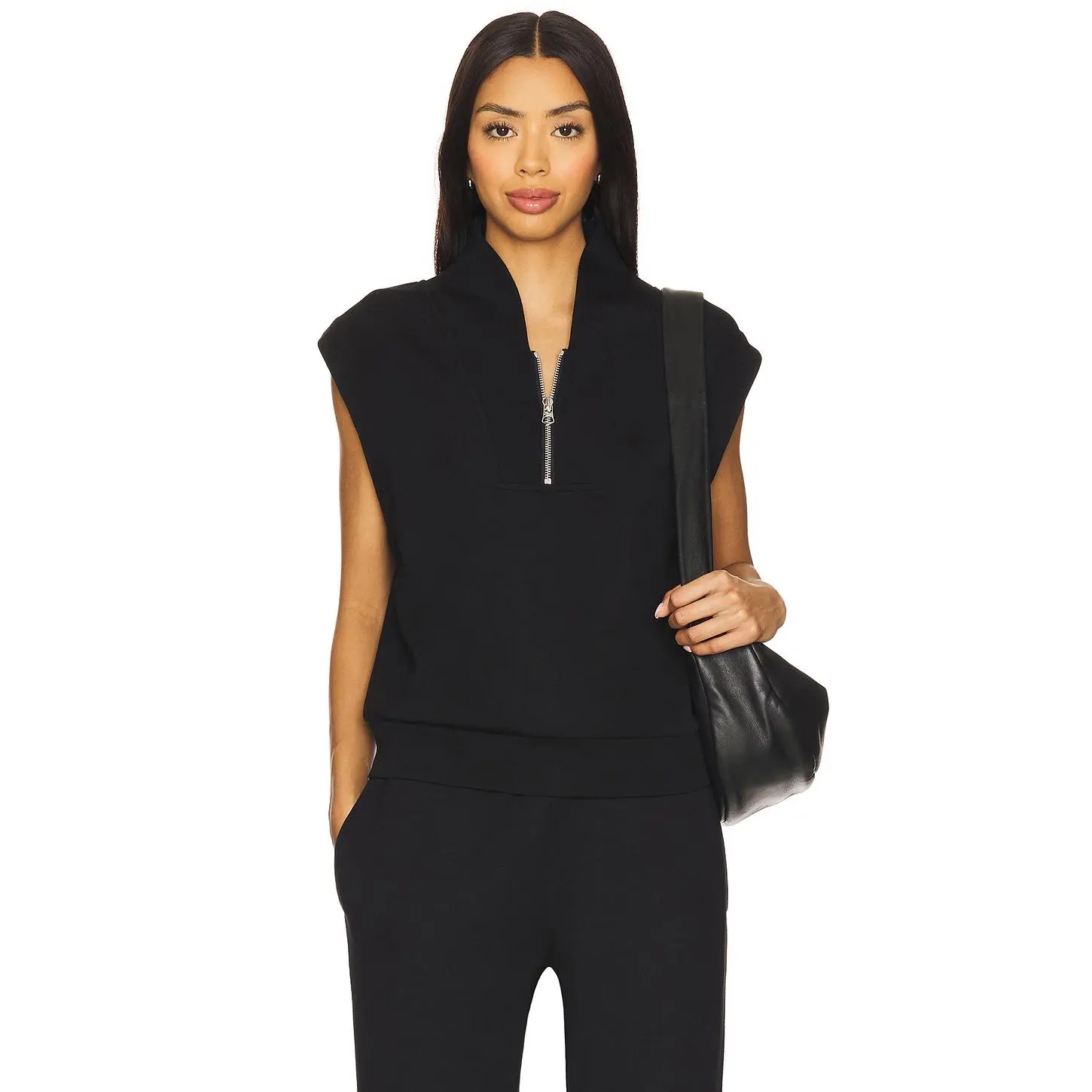 Varley Loretta Half Zip Vest in Black