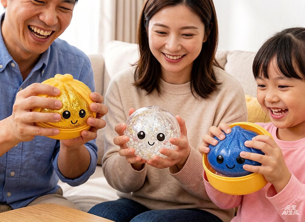 Glitter Dumpling Squishy Mystery ,3.15 inches in diameter,2026 Upgraded Dumplings Squishes for Adults Teens Squeeze Easter Basket Stuffers & Stocking Stuff Smiling