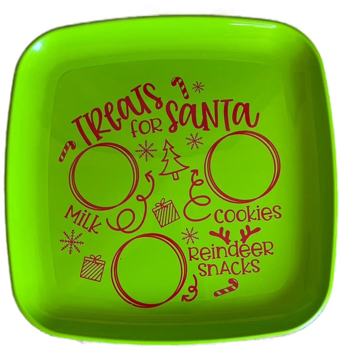 Santa and Reindeer Plate - Perfect Treats for the Holidays Lightweight Plastic