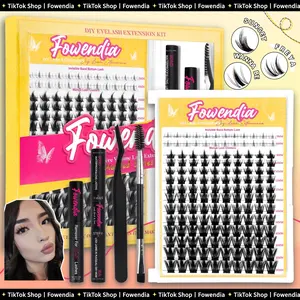 Fowendia California Sunset Wanna Be Freya Manga Lashes Cluster C D Curl DIY Lash Extension Kit and Lash Clusters 8-18mm with Bond Seal and Remover - Ultra-Thin Transparent Bands, Lash Magic Anime False Lash Extension Kit dealsforyoudays
