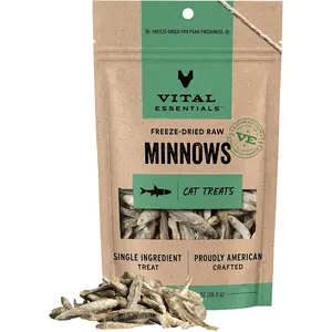 Vital Essentials Minnows Cat Treats, 1 oz | Freeze-Dried Raw | Single Ingredient | Grain Free, Gluten Free, Filler Free