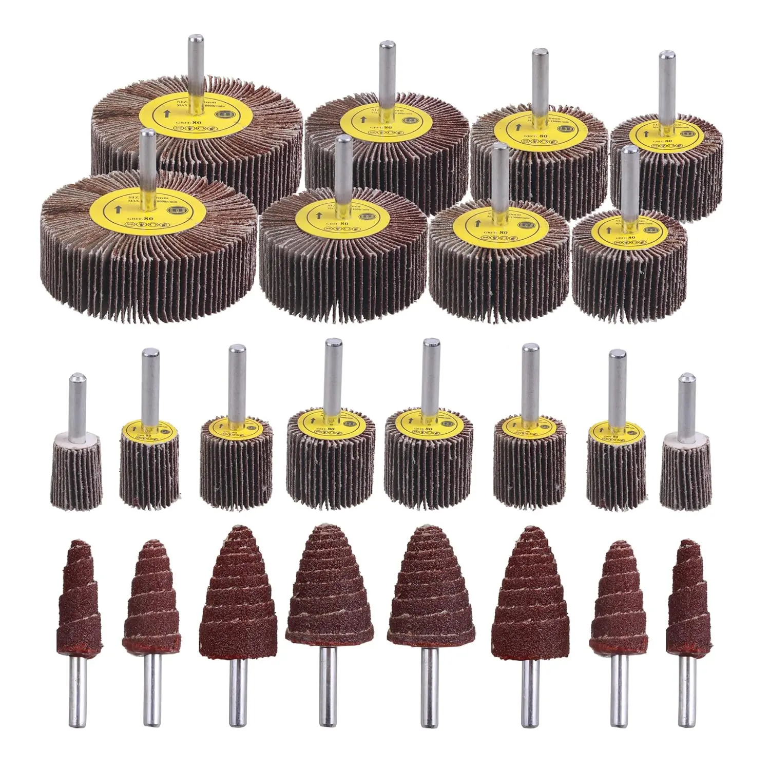 24 count Abrasive Flap Wheel Sander Set, 80 Grit Sanding Flap Wheel, 1/4" Shank Flap Wheel Sander for Drill,   Flap Wheel for Remove Rust