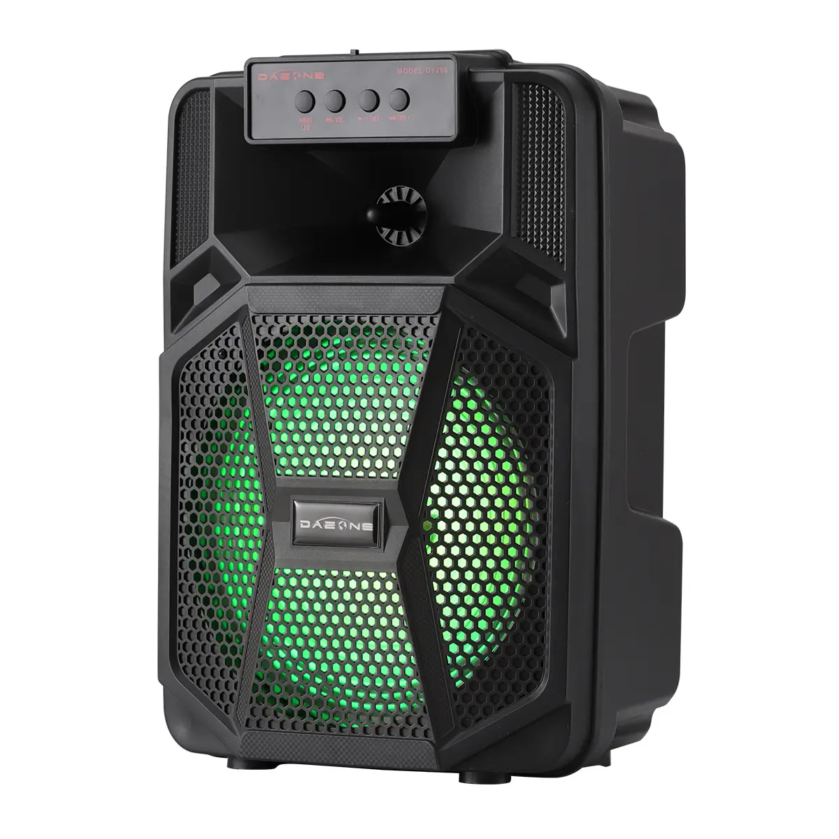 WaveSync 8" Portable Wireless Party Speaker - Powered PA Speaker, Portable Sound System, Music Setup with Wired Microphone, Sound-Activated LED Woofer, Remote Control, Multi-Input Media Player, 5V Power Input