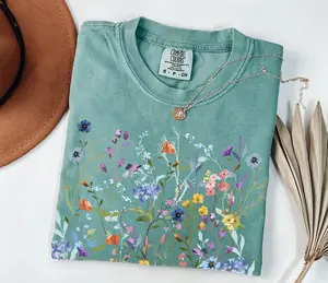 Vintage Pressed Flowers Shirt Comfort Colors, Boho Cottagecore Tshirt Botanical Floral Tee Wildflowers Shirt, Gift For Gardener