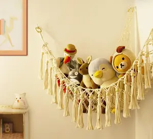 Stuffed Animal Storage Hammock or Net Corner - Large Toy Hammock Net for Stuffed Animals Room Decor - Cute Stuff Animal Organizer Plush Holder - Kids Baby Nursery Essentials Wall Bedroom Home Decor