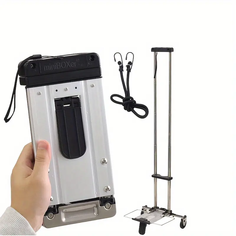 1pc Mini Folding Trolley, Ultra-Small Hand-Push Cart with 2 Wheels, Unique Design, Portable Luggage Carrier, No Power Required, Metal Construction, Rubber Wheels, Ideal for Home, Kitchen, Food Service, Commercial Storage, Travel Gift