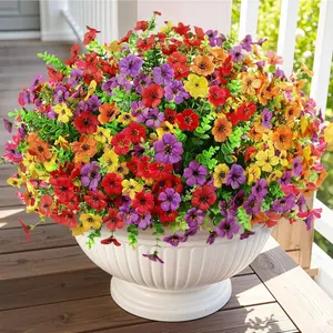 SeasonBliss Artificial Flowers for Outdoor Indoor Garden Home Decoration, Plastic Faux Flowers, Faux Flower Daisy with Eucalyptus Leaves Fake Plants Greenery Boxwood Porch Patio,Mother's Day gift summerwins