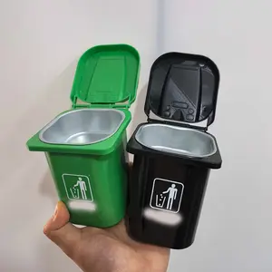 Fashion Wall-Mounted Trash Can & Ashtray Set with Lid, Household Items, Stainless Steel Abs Material, Unique Irregular Shape Home Decor