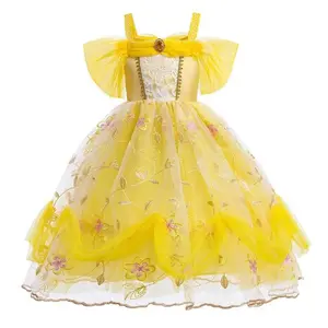 043 Girls Princess Dress Kids Halloween Birthday Beauty And the Beast Cosplay Costume Children Fancy Clothing Vestidos