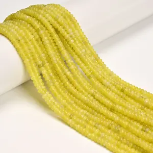 Natural Lemon Jade Smooth Rondelle Beads Size 2x4mm 15.5'' Strand