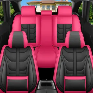 OTOEZ Waterproof Thickened Nappa Leather Car Seat Covers Full Set 5 Seats with Lumbar Support Reduce Fatigue Stylish Modern Universal Fit for Cars SUVs