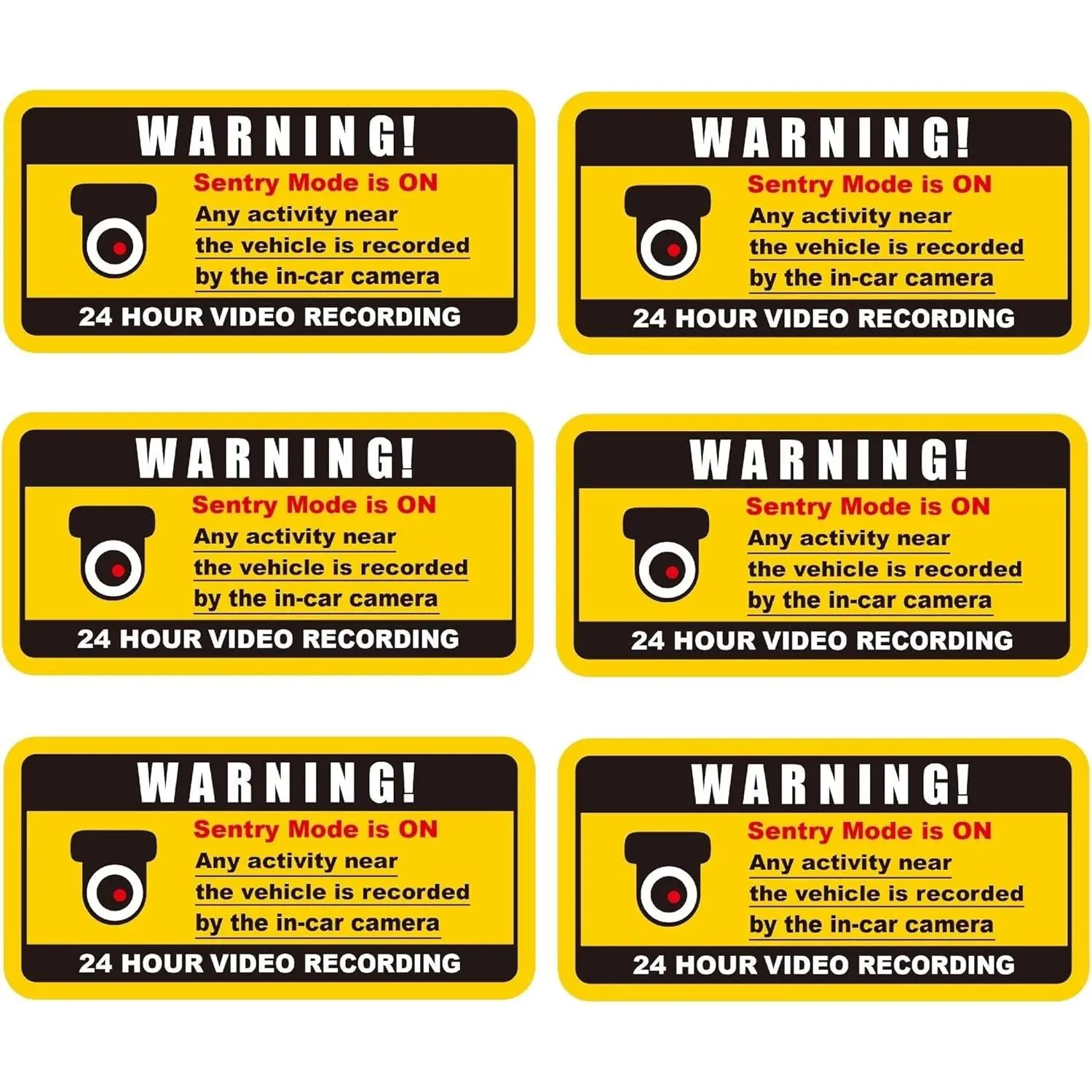 (Set of 6) in  Camera Recording  Stickers 4x2 Inch,Anti-,Traceless Adhesive Design Video and Audio Recording Stick on The Inside or Outside of The  Window