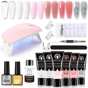 Nocis 6 Color Gel Nail Extension Kit, Polygel Nail Kit, Transparent Gold Colors, Mini LED Light Included, DIY Manicure Set for Beginners