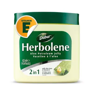 Dabur Herbolene Aloe Vera Gel Petroleum Jelly - 425 ML - Enhanced with Vitamin E for Deep & Intensive Skin Moisturization - Gentle on Sensitive Skin - Nourishing Bliss & Lasting Hydration