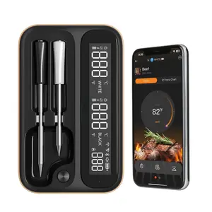 5GHz & 2.4GHz WiFi  Meat Thermometer,  WiFi  Thermometer with 2 Size-Coded Probes and Unlimited Range, 5.4 Thermometer with 360? Readable LCD- Booster