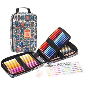 Colored Pencil Set with Storage Case, 50pcs/set Portable Soft Core Colored Pencil, Art Supplies for Students, School Supplies