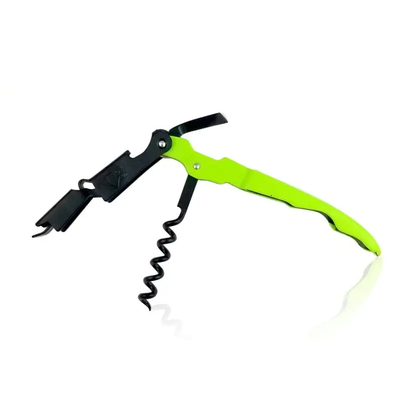 BarConic® Double Hinged Stainless Steel Corkscrew Bottle Opener - Neon Green, Black, Bar & Wine Utensils, Bottle Opener Corkscrews, Corkscrew Corkscrews