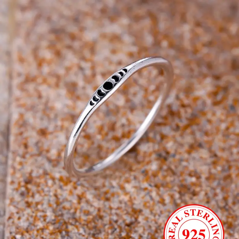 S925 Sterling Silver Vintage Eclipse Design Ring, Fashion for Women & Men, Trendy All-match Jewelry for Birthday Gift, Elegant Casual Ring, Vintage Rings, Unique Rings, Vintage Style Ring