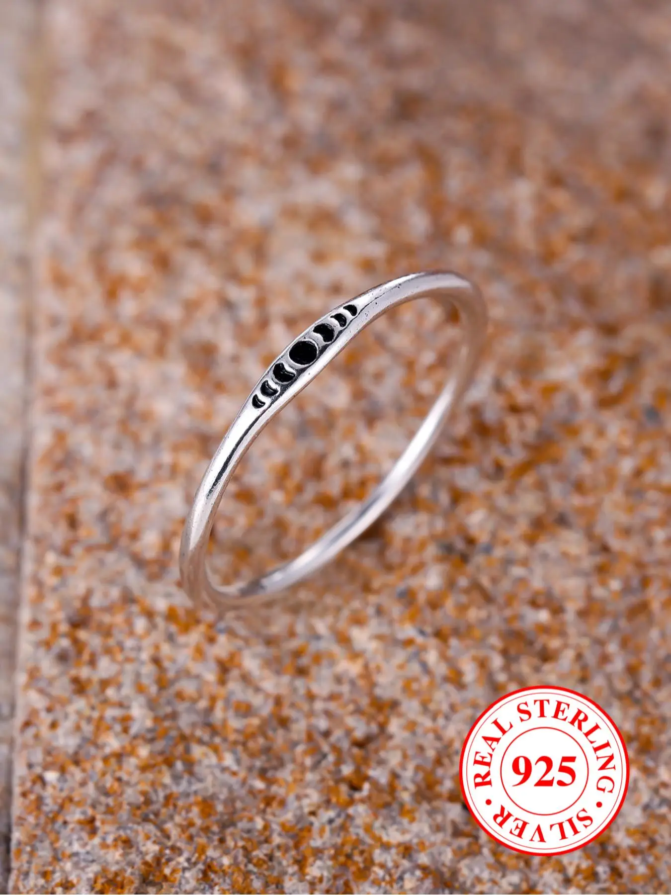 S925 Sterling Silver Vintage Eclipse Design Ring, Fashion Engagement Ring for Women & Men, Trendy All-match & Exquisite Jewelry for Birthday Gift