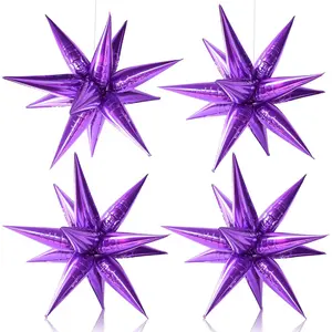 50PCS 20 Inch Purple Star Foil Balloons for Galaxy, Graduation, or Themed Party Decorations
