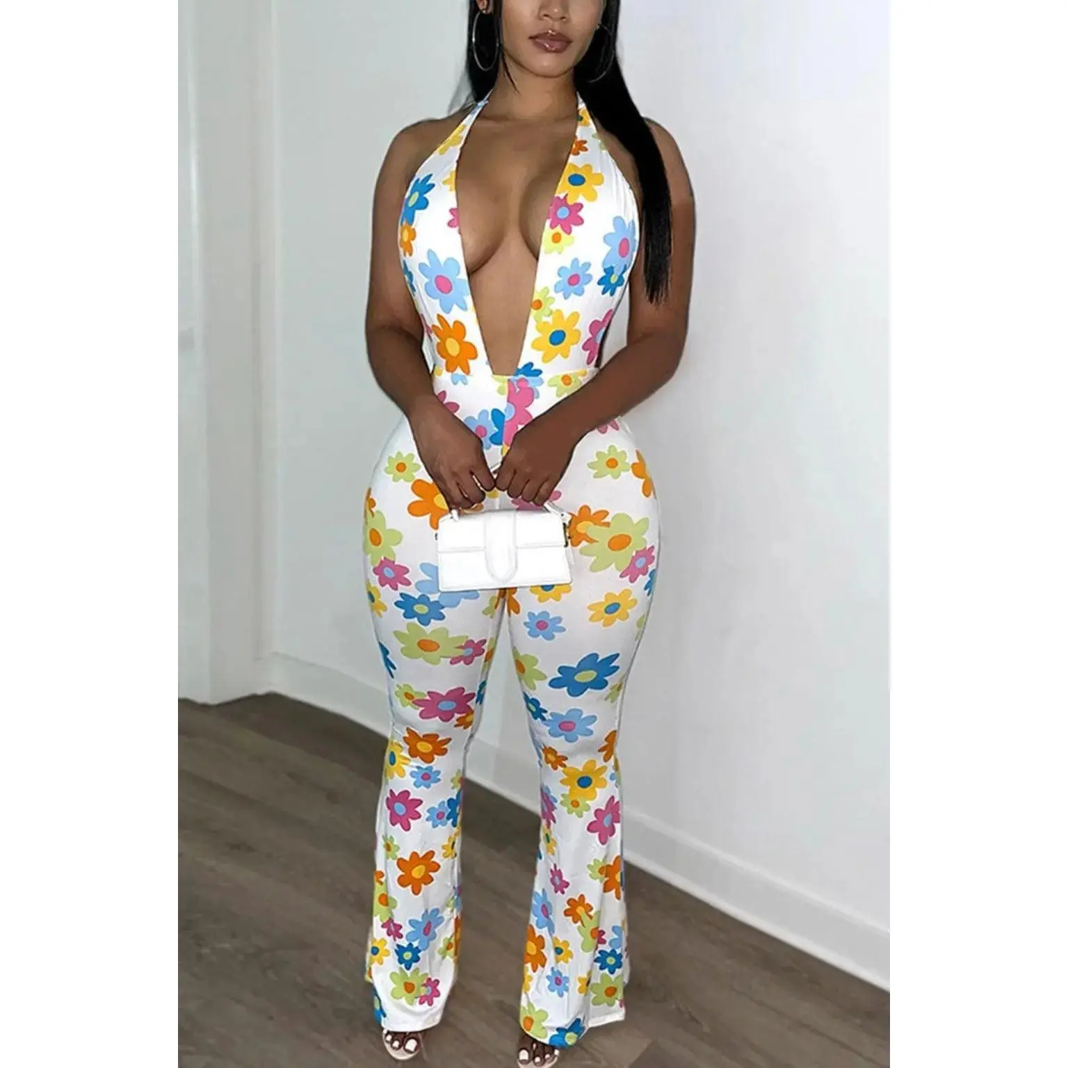 Wild Floral White Mesh Jumpsuit