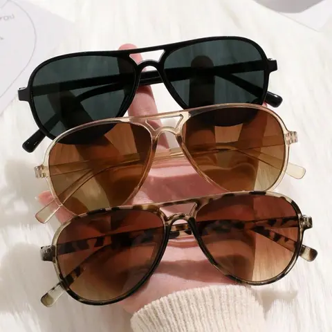 Unisex Vintage Trendy Tortoise Pattern Aviator Sunglasses, Retro Outdoor Sports Sunglasses, Fashionable Casual Shades for Men & Women for Everyday Use, Trendy Shades Beach Eyewear