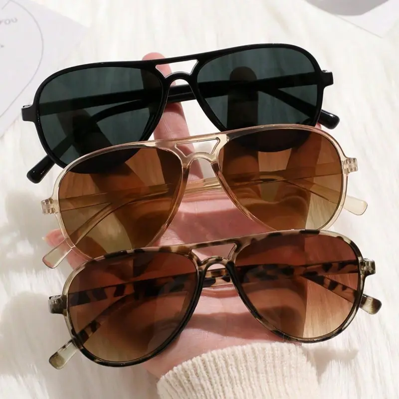 Unisex Vintage Trendy Tortoise Pattern Aviator Sunglasses, Retro Outdoor Sports Sunglasses, Fashionable Casual Shades for Men & Women for Everyday Use, Trendy Shades Beach Eyewear