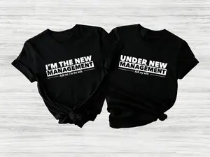 [Graphic T-Shirt] 100% Cotton Couple Matching T-Shirt - Couple Shirts,Couple Outfit, Just Engaged Under New Management Funny Matching Couple Graphic Tee Just Married Love Shirt Gift ,Anniversary/Husband/Wife Gift