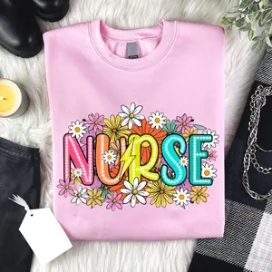 Floral Retro Nurse Shirt, Nurse Life Tee, Nurse Stuff, Doodles Wild Flowers Nurse Womenswear