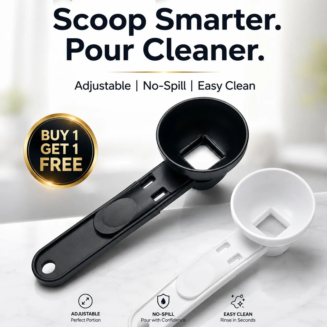 Protein Powder Sliding Spoon with Funnel, BPA-Free Creatine Scoop for Pre-Workout, Coffee, Formula & Smoothies, No-Spill Powder Funnel Scoop