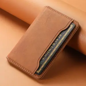 Luxury Faux Leather Flip Pocket Card Storage Magnet Mobile Phone Magnetic Buckle Stand Wallet Black/Brown/Blue For Unisex Relatives Friends and Elders Holiday Gift