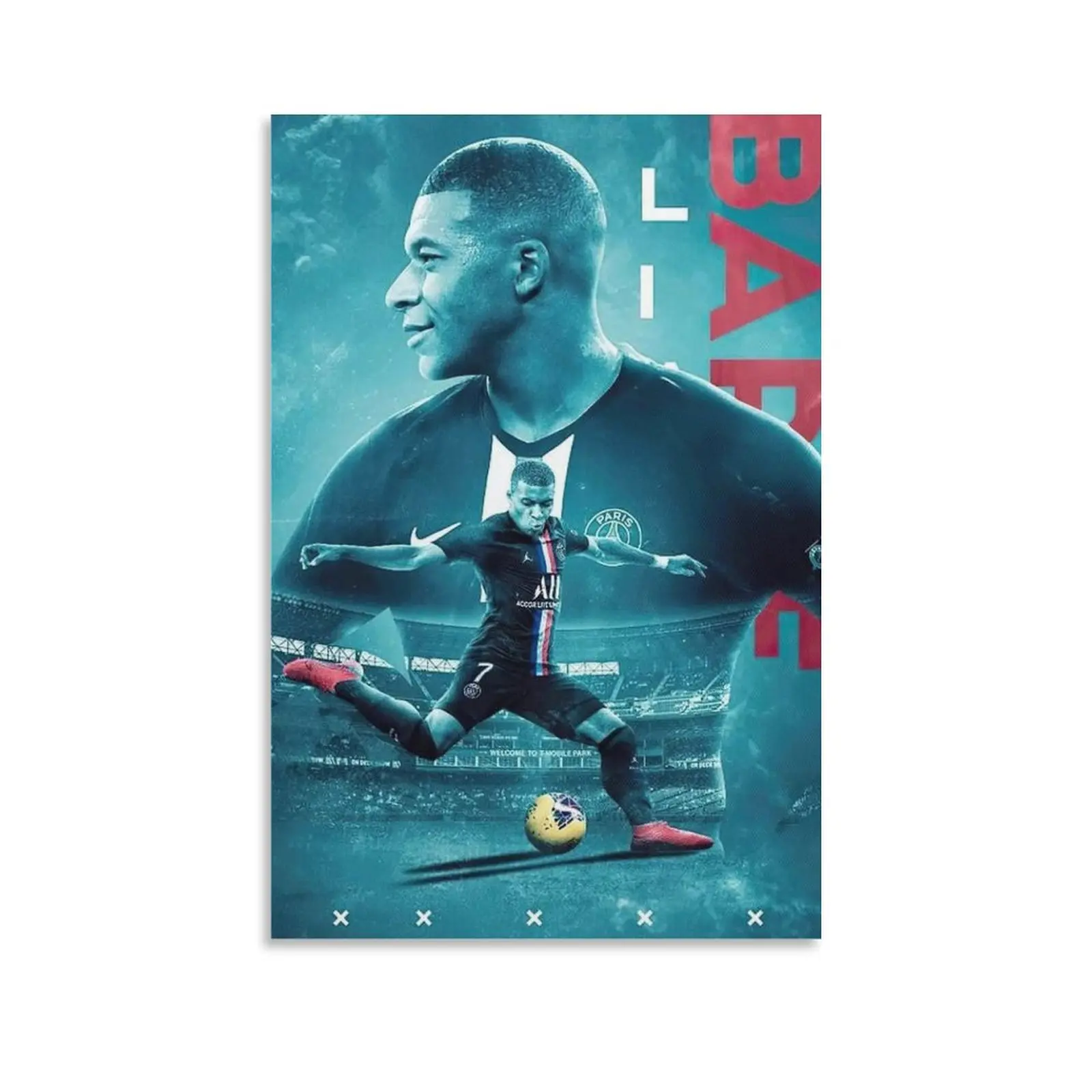 Football Sports Kylian Mbappe Poster Picture Art Print on Canvas Home Room Decor Mural