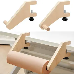 18 Inch Wooden Craft Paper Roll Holder Dispenser, Fits Table 0.79-1.97'' and 5'' Thick Rolls Wooden Tabletop Easel Wrapping Paper Dispenser for Art Supplies Drawing Christmas Gift