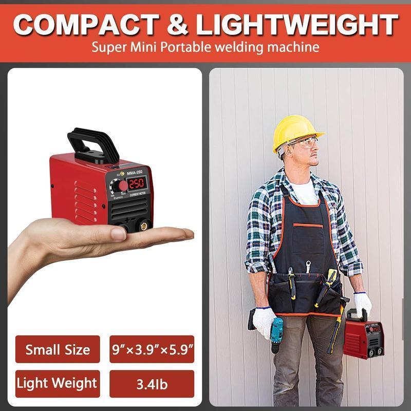 Super Mini Stick Welder 110V 250A ARC Portable MMA for Beginners with 10pcs Rod Tools IGBT Inverter Hot Start Arc Force Anti-stick Red Welding Machine