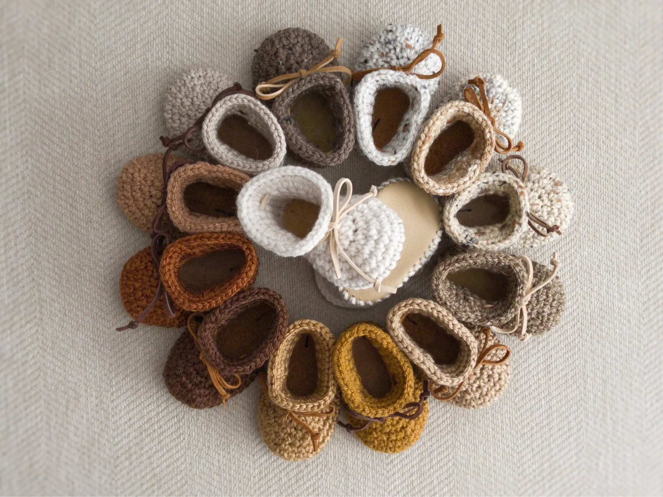 Brown and Ivory Crochet Booties,  Coming Home Outfit, Unisex Handmade