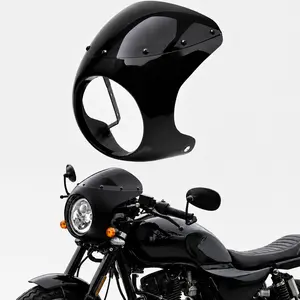 Gloss Black 7" Headlight Fairing Windshield for Motorcycle Round Headlight