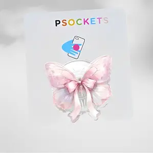 Pink Butterfly Ribbon Phone Grip Magsafe, Pink Ribbon Phone Grip Holder, Funny Phone Holder, Cartoon Animal Kindle Grip, Gift for Girls Boys