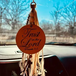 Mirror tassel with tap to read daily Bible verse