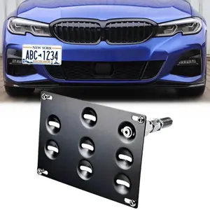 No Drill Front License Plate Holder Tow Hook Relocator Bracket fit for BMW G20 3 Series 320i 330i M340i G29 Z4 2019+ Mounting Frame Relocator Holder, black