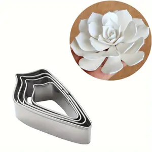 4pcs, Stainless Steel Fondant English Sugar Flower Cutting Mold, Flower Petal Cookie Cutters, Candy Mold, Biscuit Molds, Chocolate Cutters, Cake Decorating Molds, Baking Tools, Kitchen Gadgets, Kitchen Accessories, Home Kitchen Items