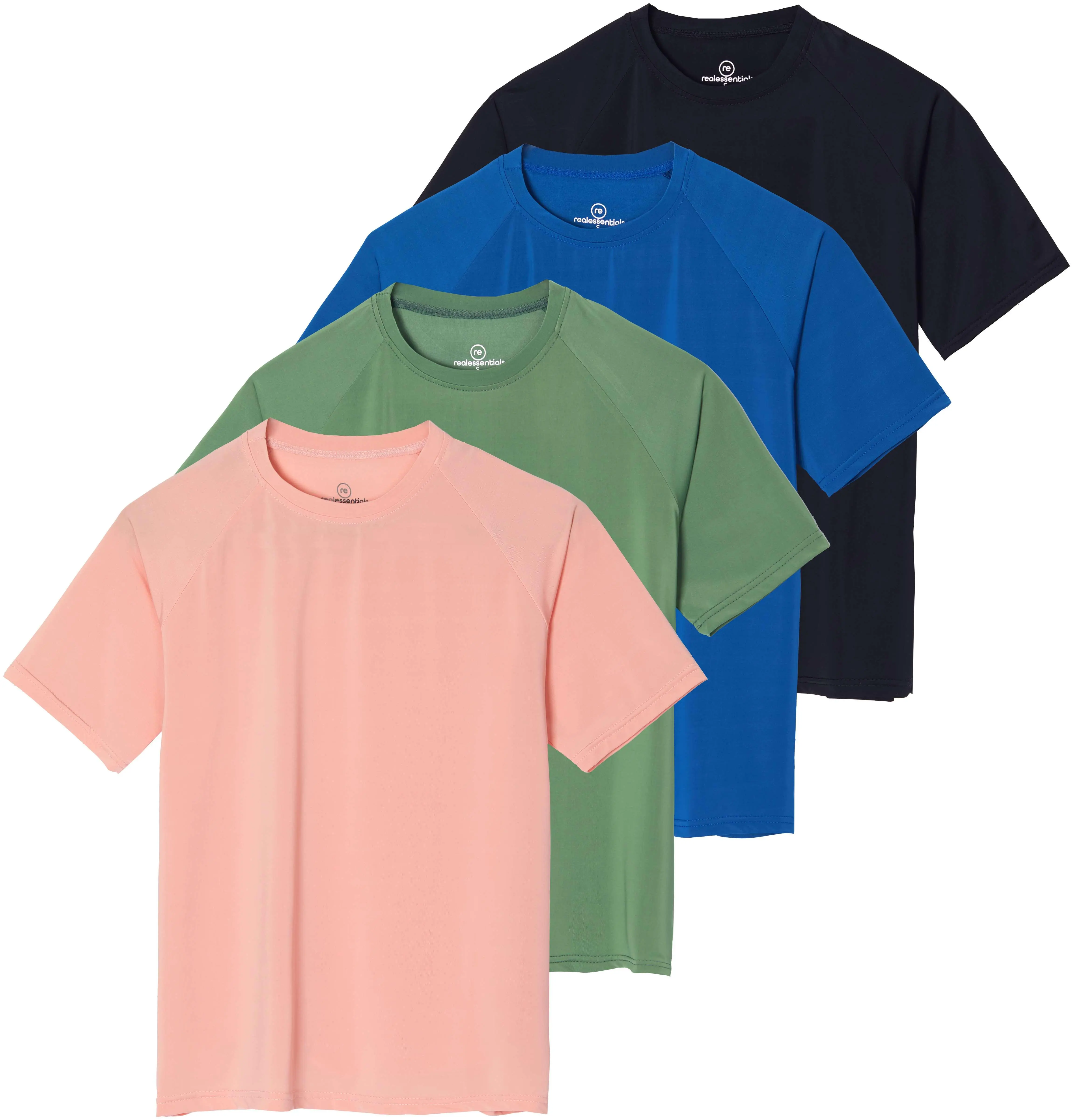 Real Essentials 4 Pack Womens Short Sleeve Rash Guard – UPF 50+ Sun Shirt UV Protection Quick Dry Swim Top (Plus Size)