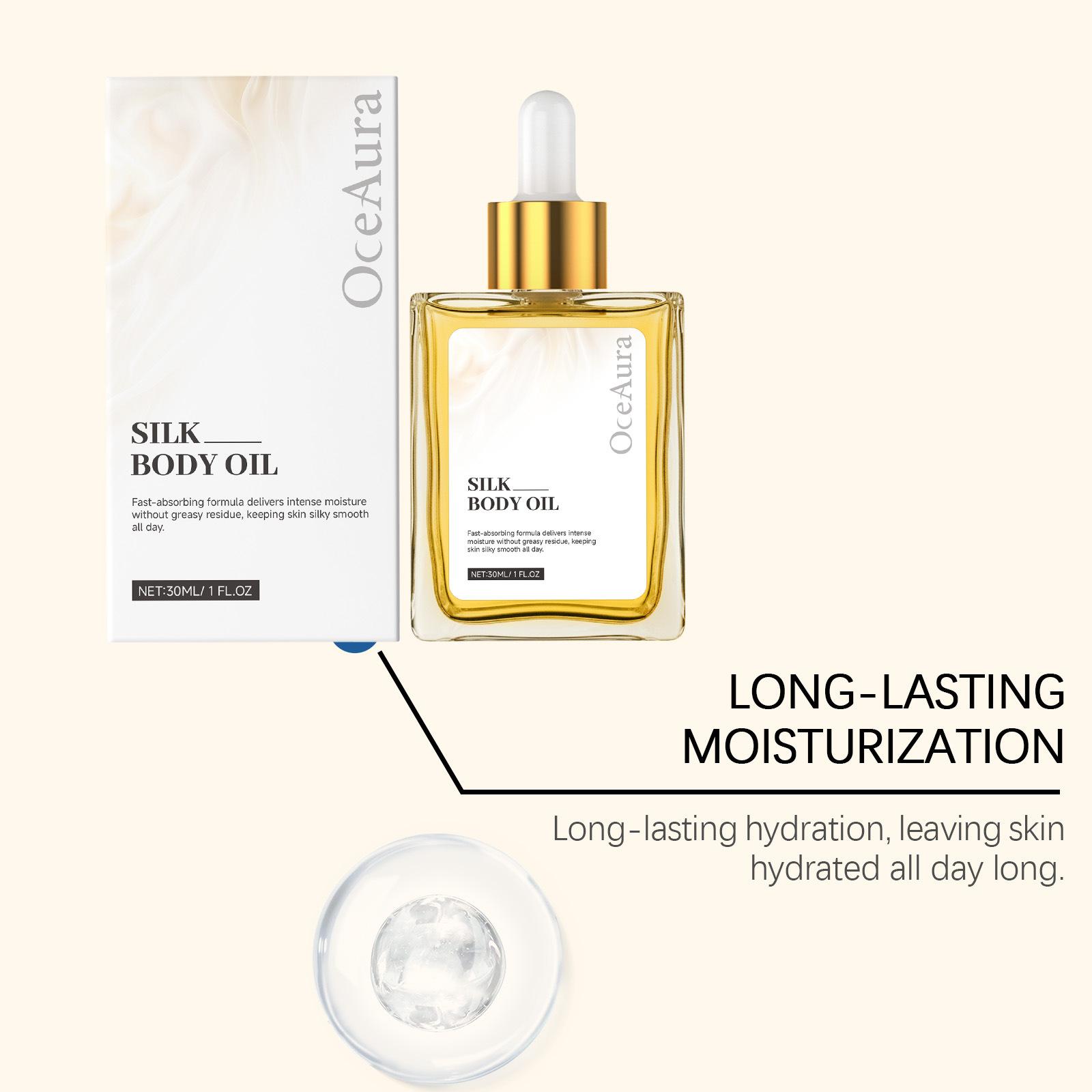 Silky Body Oil, Silky Smooth Skin Texture, Lightweight & Non-Greasy, Fast Absorbing, Hydrating & Nourishing, Leaves Skin Soft, Radiant & Supple, Daily Moisturizing Body Essence