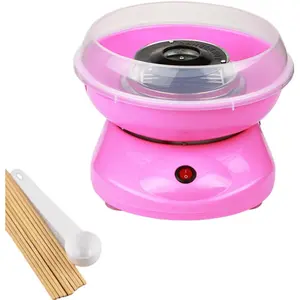 Mini 450W Electric Heating Cotton Candy Machine Maker with Sugar Scoop Sticks and Large Splash-Proof Plate