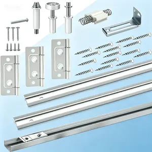 Maqnetic Sliding Closet Door Hardware Kit with Complete Track System, Heavy Duty Bifold Door Replacement Parts Set, Top Guide Wheels, Top Pivot, Bottom Pivot, Hinges, and Segmented Track (36 Inch), Smooth Operation Hardware Kit, No Glue Needed, Reusable.