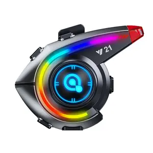 Motorcycle Helmet Earphone with 16-Color RGB Lights, Long Battery Life, Dual Noise Cancellation, Ipx6 Waterproof, Siri Wake-Up, Motorcycle Accessories