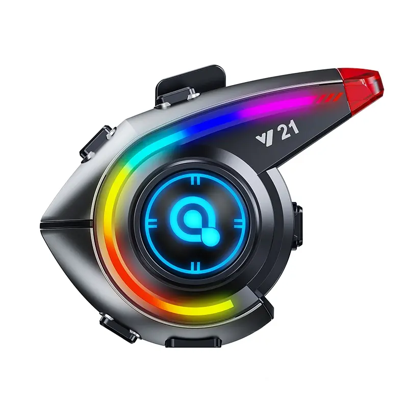 Motorcycle Helmet Earphone with 16-Color RGB Lights, Long Battery Life, Dual Noise Cancellation, Ipx6 Waterproof, Siri Wake-Up, Motorcycle Accessories