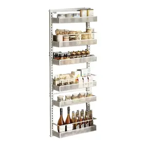 Adjustable Over The Door Organizer, 6-Tier Metal Hanging Door Organizer, Metal Hanging Spice Rack Shelves Door Wall Mounted Shelf for Pantry Laundry Organization and Storage